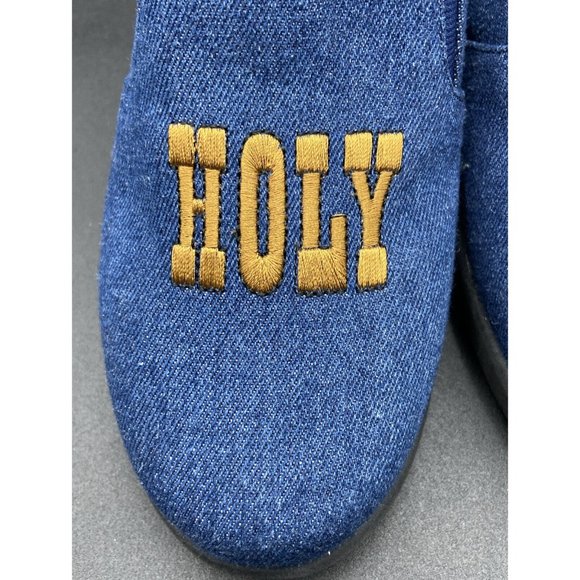 Sam Edelman Flat Denim Shoes Holy Cow Embroidery Blue Color Size 4 - Picture 6 of 10